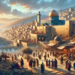 Cenário da antiga Jerusalém ao amanhecer, representando a apostasia significado bíblico.